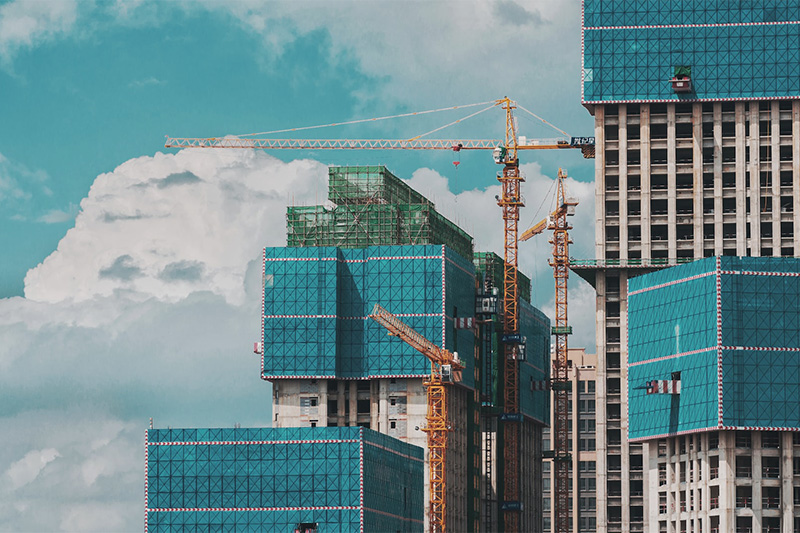 Cranes against the skyline