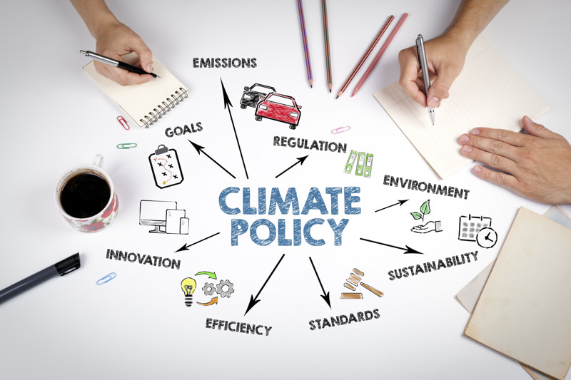 Climate Policy Concept. The meeting at the white office table.