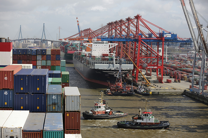 Ships at port in Hamburg