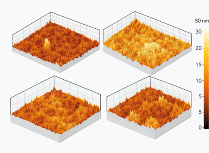 Schematic representation of the general surface morphology of a nanoscale adsorbent medium, porous network in a 3D atomic force microscopy map