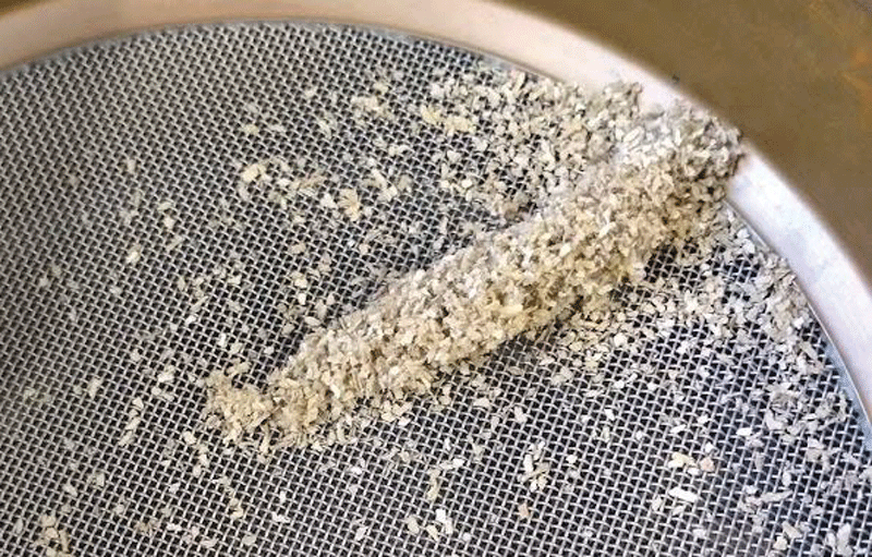 Fluff on a sieve