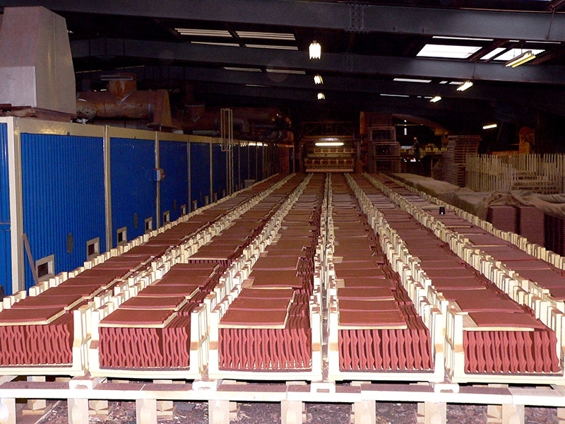 Dreadnought tiles entering a kiln