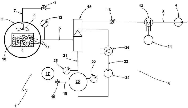 Abstract schematic with lines and numbers detailing process