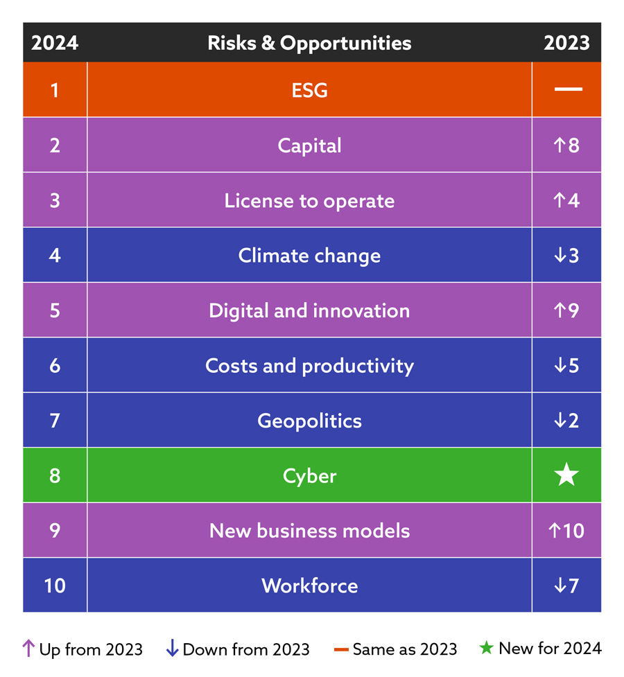Graph on EY Risk and opportunities table 2024