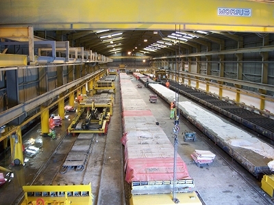 View of railway sleeper factory used for the pilot manufacturing trials