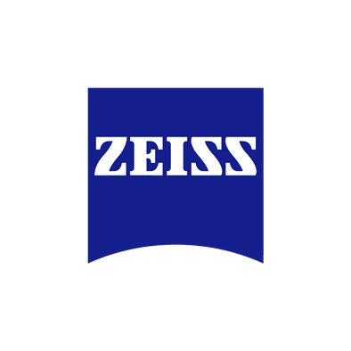 Zeiss logo, white text on blue background, on transparent background