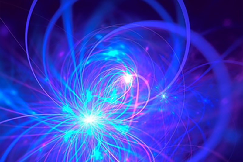 A digital picture of a white hot explosion surrounded by rings of particles