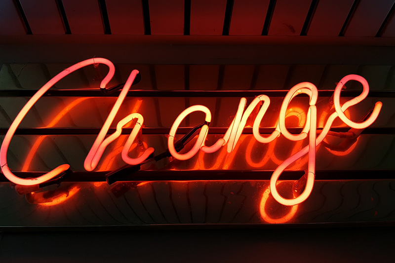 Neon sign reading change