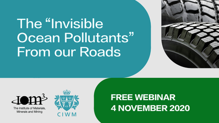 Banner for Invisible Ocean Pollutants from our roads a free webinar image to the right shows two tyres