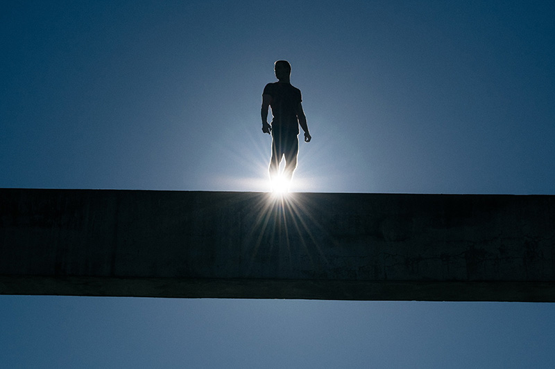 Person on a beam