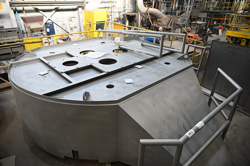 Industrial brey furnace hood with holes