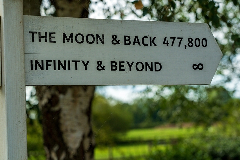Signpost to infinity and beyond, Sturminster Marshall, Wimborne, UK