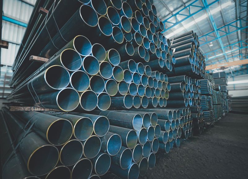 Black steel pipe for construction materials, steel, which is a group of construction steel products, 6 meters long.