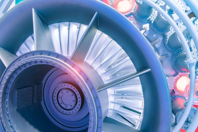A close up of the inside of a jet engine