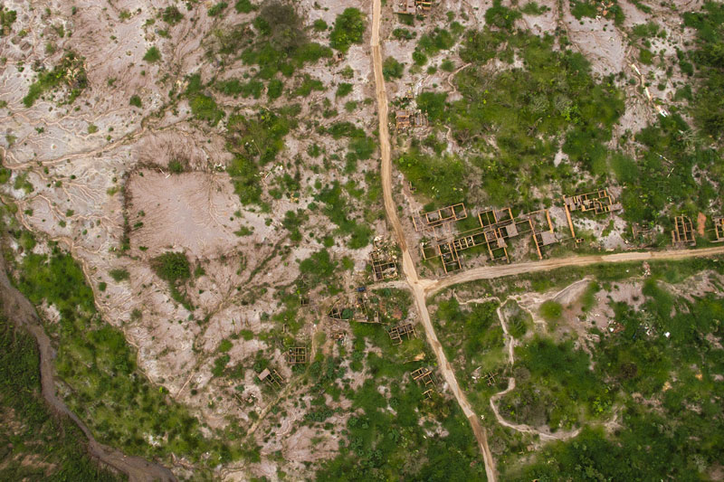 Aerial view of a patchy land