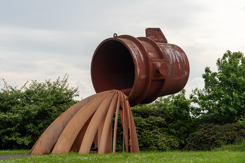  Ladle of Steel public sculpture by Steve Tomlinson, on the Middlesbrough Road roundabout on the A66, South Bank, a symbol of Teesside