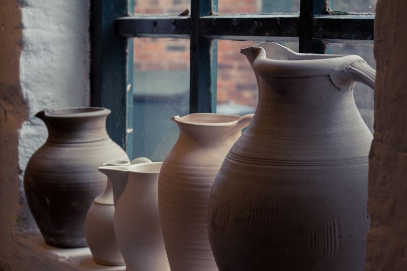 Ceramics factory in Stoke-on-Trent, UK, vases pictured
