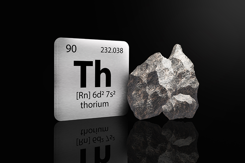 Stock image of thorium periodic table with a sample of thorium