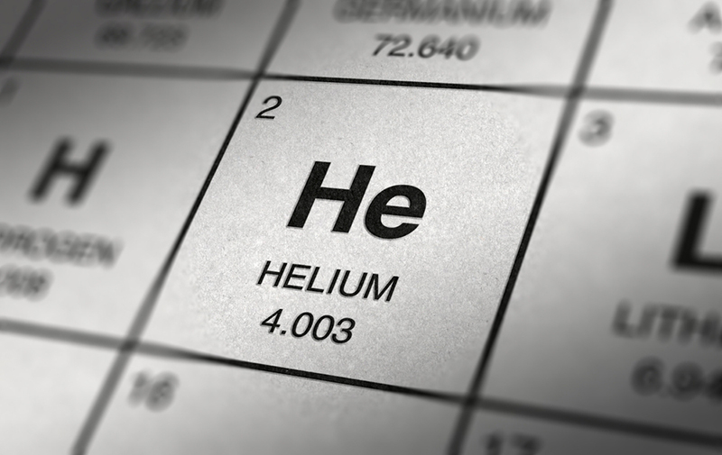 Periodic table close up on helium