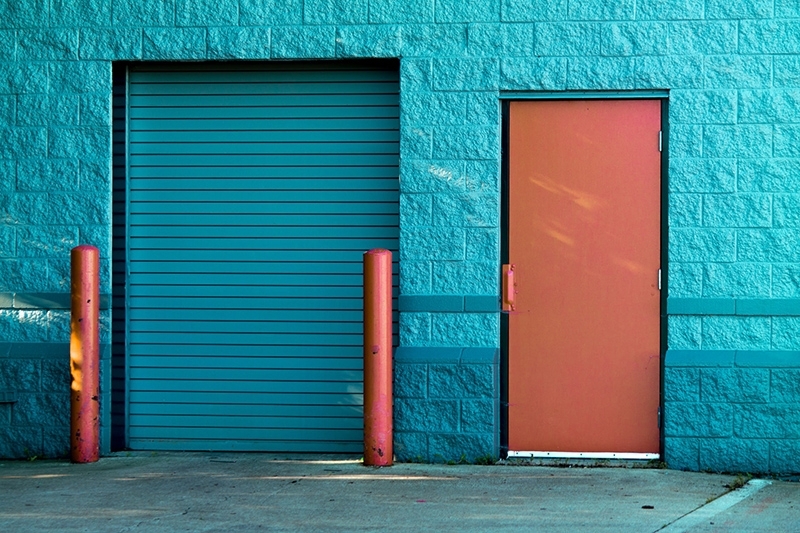 Closed door and shutters