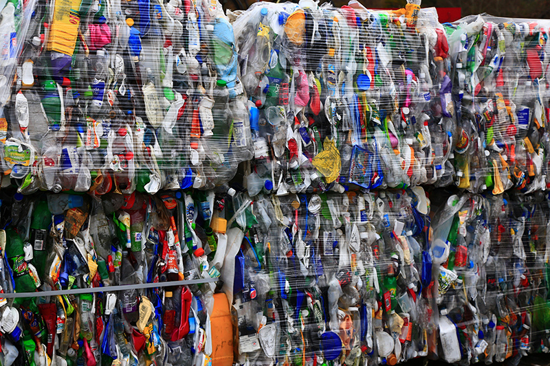plastic bottles to be recycled