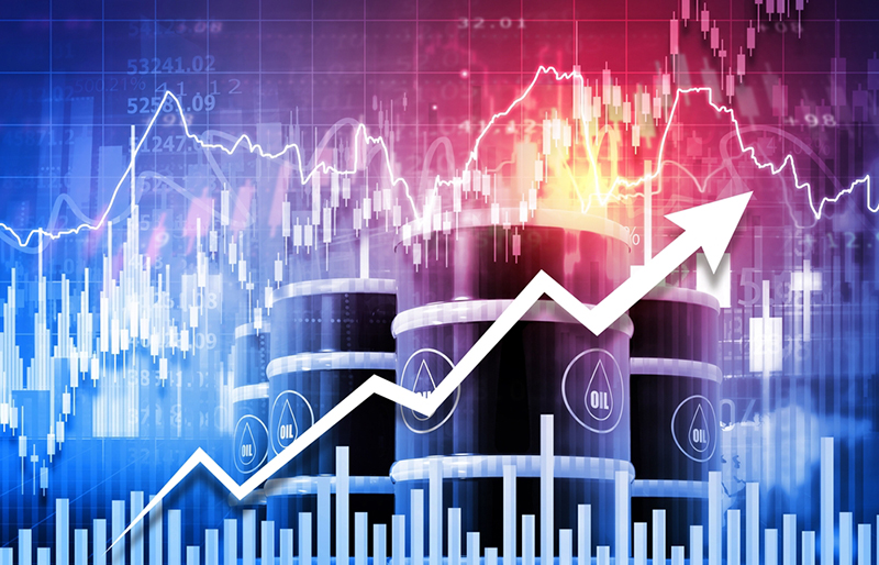 Crude Oil Price Hike graph chart, with barrels