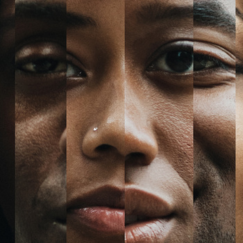 Thin slices of 6 different people's faces