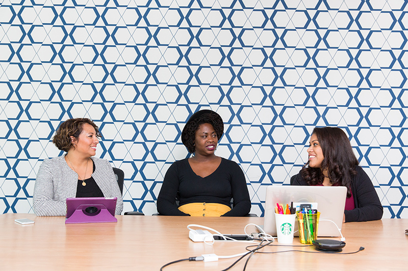 Three women at workplace