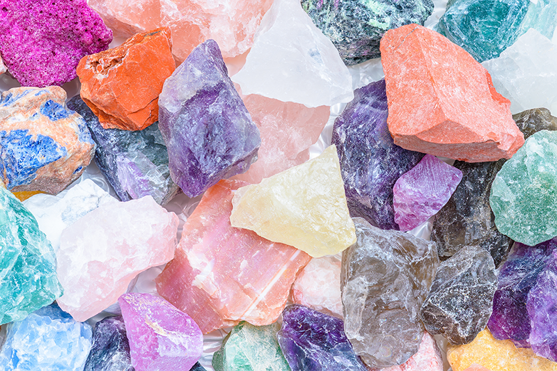 Stock image of different coloured rare-earth minerals