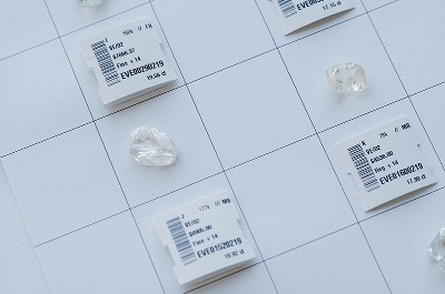 Rough diamonds being labelled