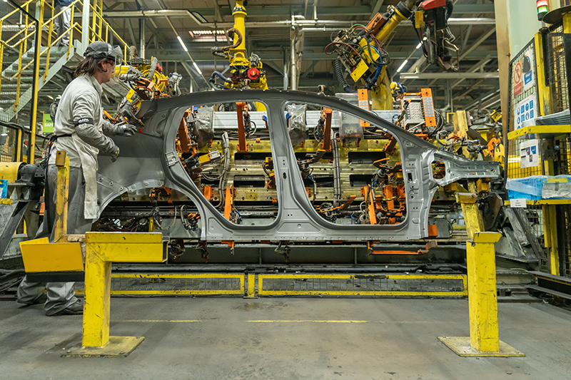 Body of Nissan LEAF being produced at Sunderland Plant