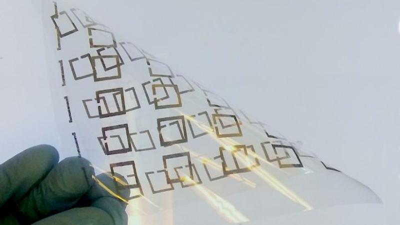 Clear film printed with quare shapes