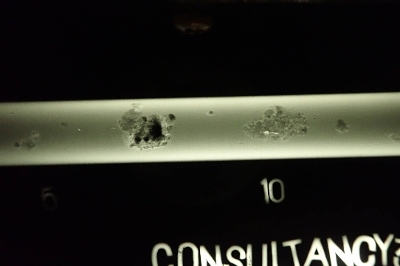 Radiograph showing more extensive corrosion inside a copper pipe