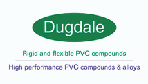 Flattened green circle contining text, Dugdale, beneath green text and black text