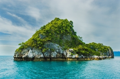 Island with calm sea