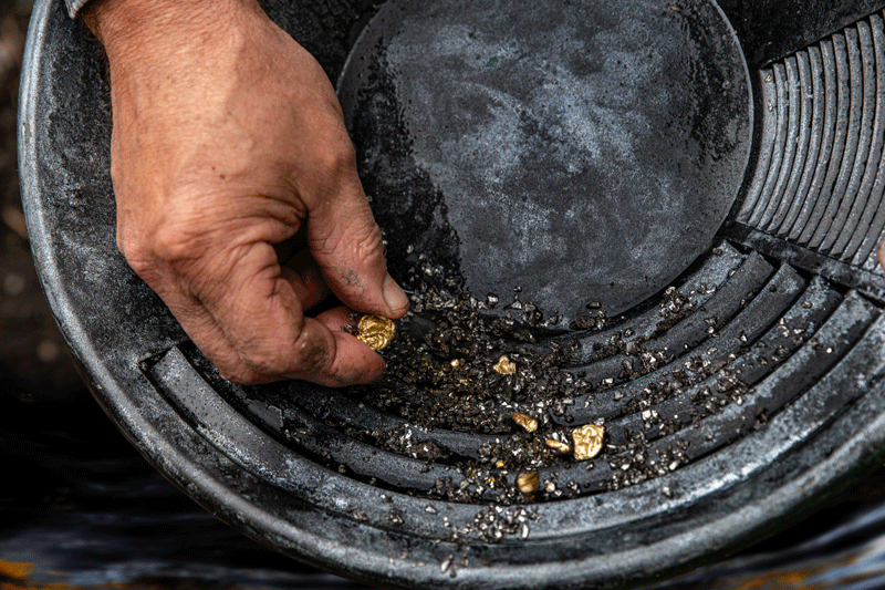 A hand sprinkling of gold