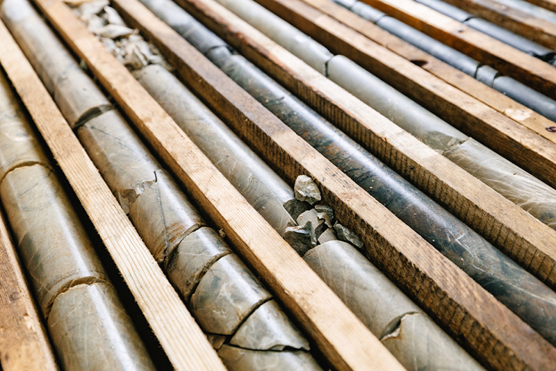 Core samples in a geological laboratory