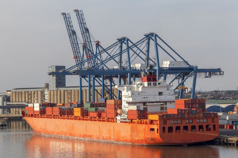 Container ship in Tilbury, London