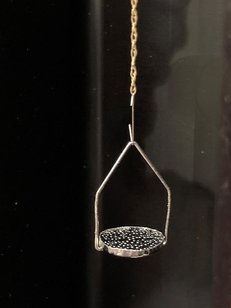 Carbon vapour instrument, chain with hook and dish cntaining carbon