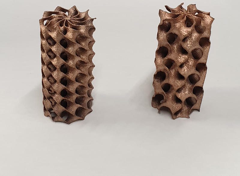 3D-printed, copper-silver alloy, triple periodic minimal surface structures