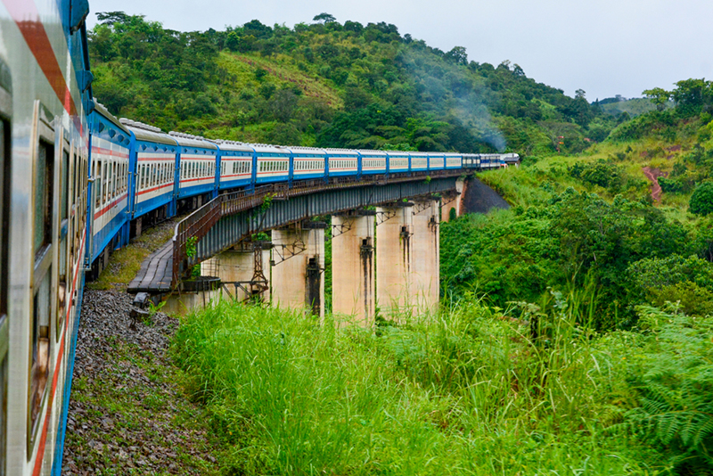 TAZARA (Tanzania, Zambia Railways) Train, passing through the lush landscapes of Tanzania