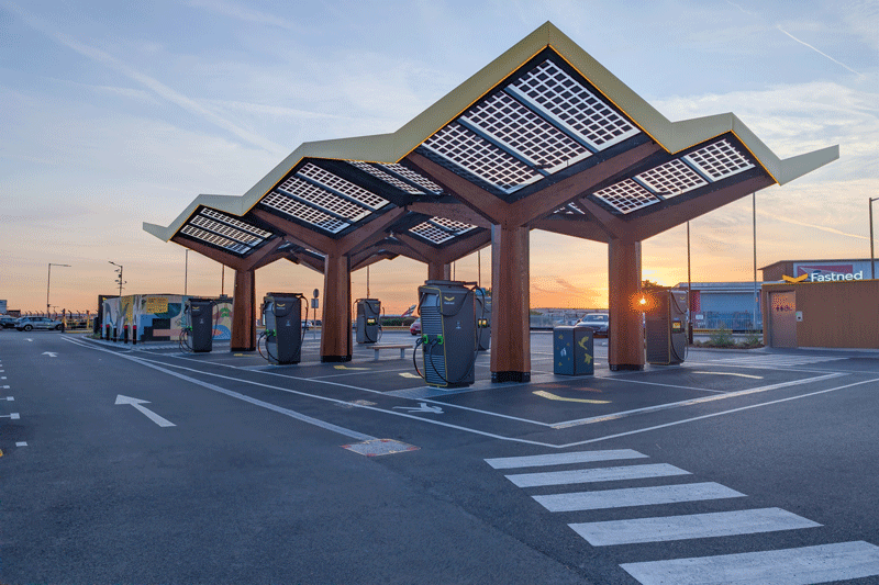 An electric vehicle charging station