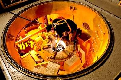 Jonathon Price, Process Support Technician, loading up the strip caster
