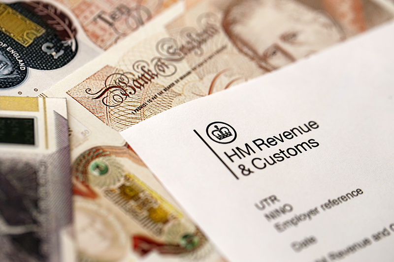Stock image of HMRC and British money
