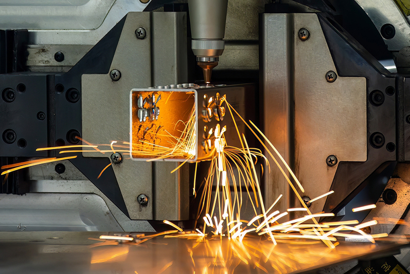 Close up of a laser cutting machine