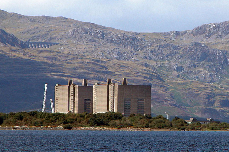 Trawsfynydd power station across the lake