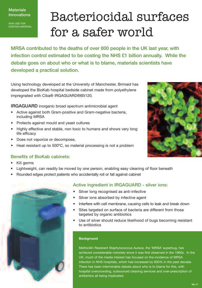 Image of poster exploring Bacteriocidal surfaces
