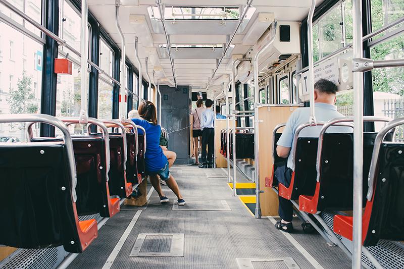 Inside a bus