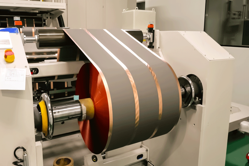 A machine rolling out material