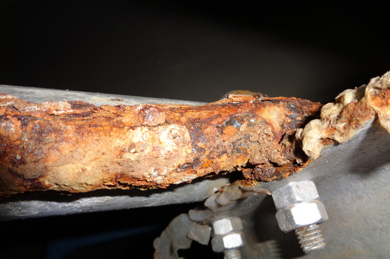 Corrosion under insulation on material of piping